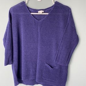 JJill Light weight sweater;  3/4 sleeves Purple Med.